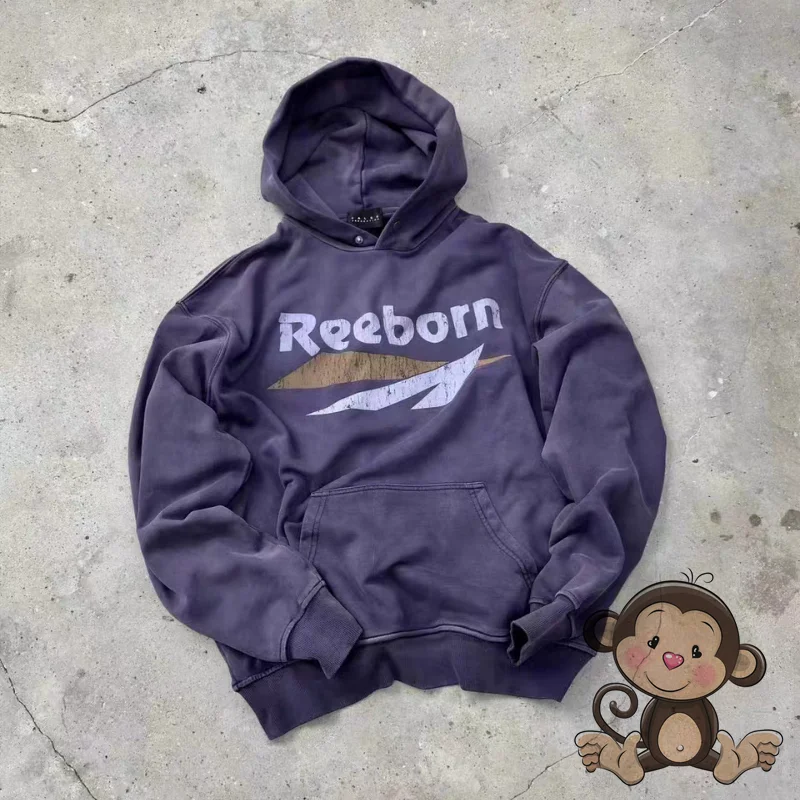 Ретро треснувший принт фиолетовый накладной восприятие Reeborn Женская толстовка