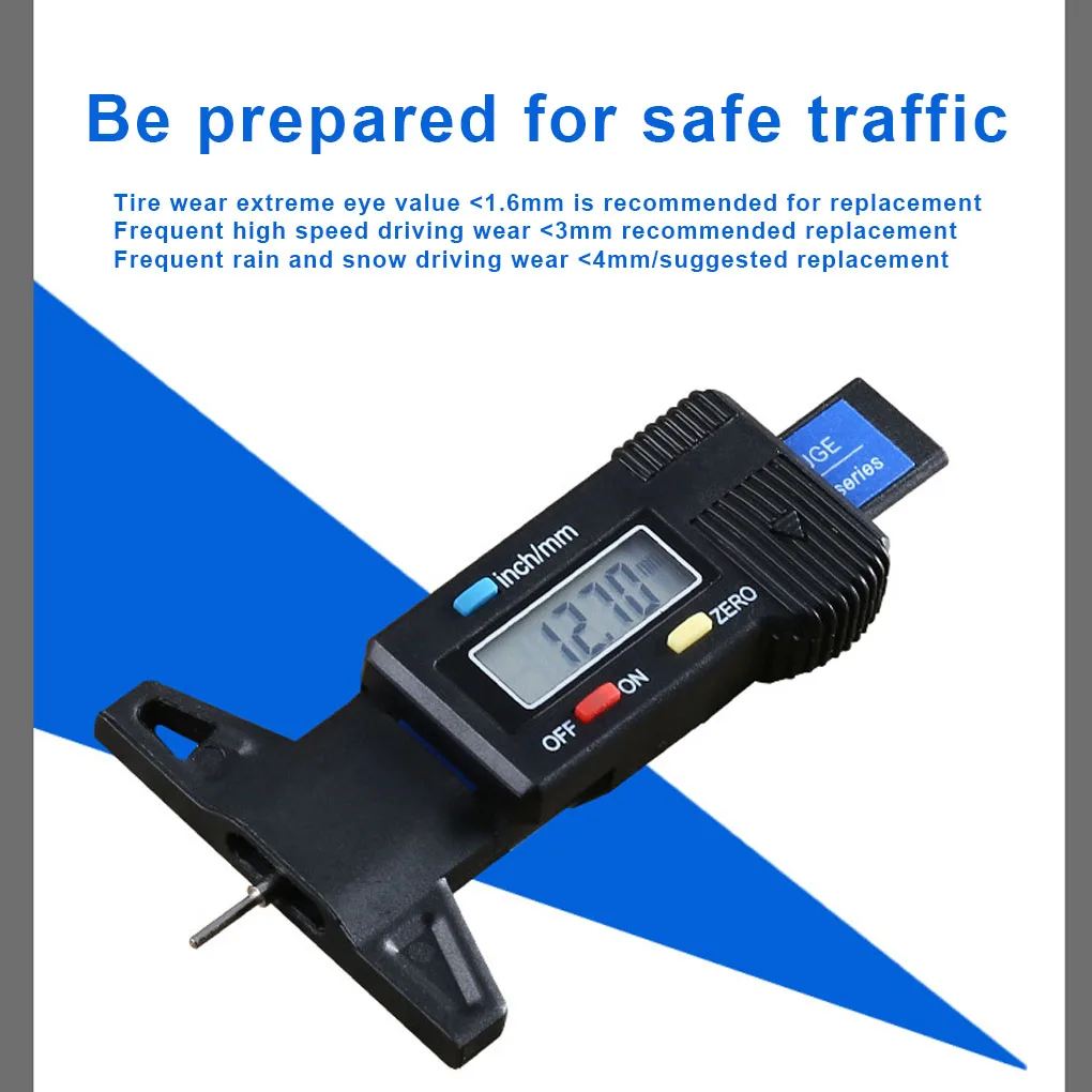 

Digital Car Tire Tread Depth Tester 0-25mm Tyre Tread Depth Gauge Meter LCD Display Tire Measurement Caliper
