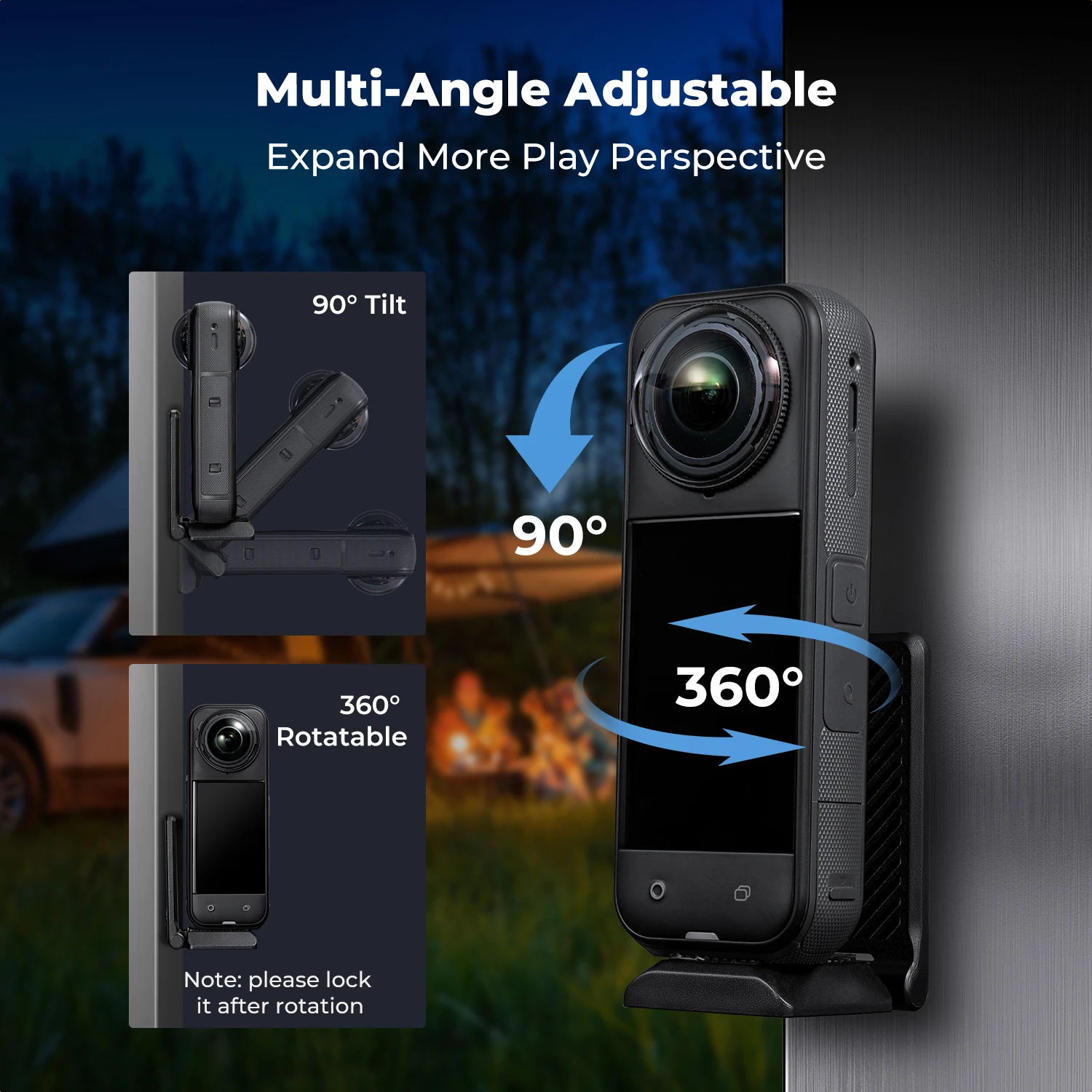 Фото Магнитное крепление K&F Concept, подходит для Insta360 X5, быстрая установка, металлическое основание, безопасное крепление, портативный аксессуар для стрельбы №5