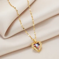 new titanium steel inlaid rhinestone love necklace heart shape crystal clavicle chain women anniversary gift wedding jewelry