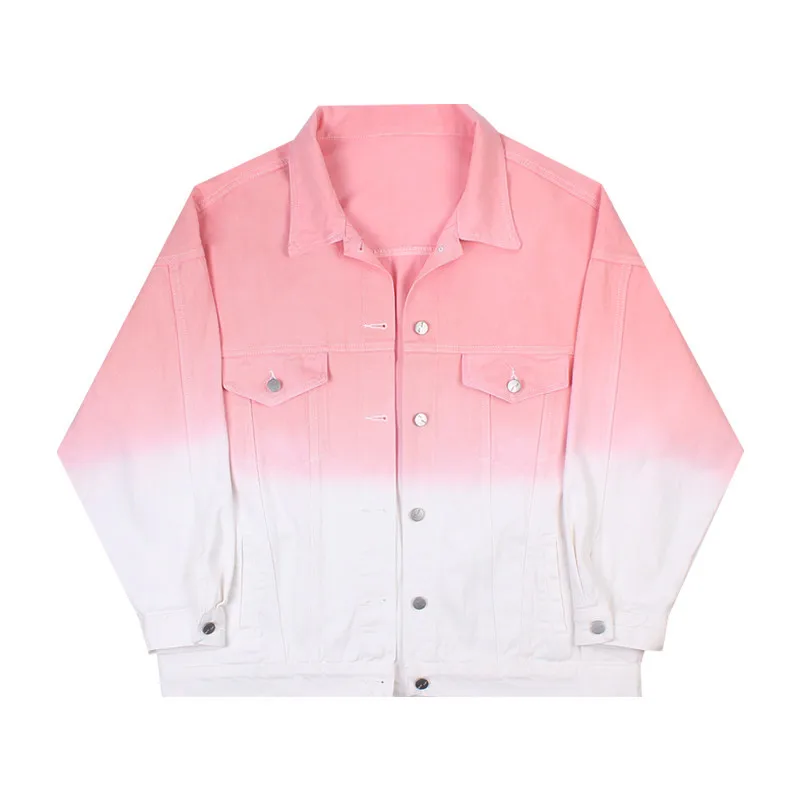 Джинсовая куртка женская с длинным рукавом винтажная свободная повседневная