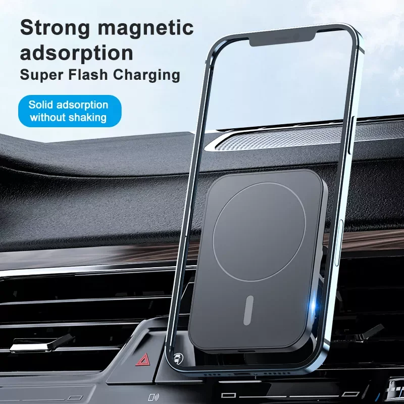 

Original For iPhone 13 12 Car Magnet Mount Phone Holder Fast Charging Station Air Vent Stand Charger 15W Wireless Chargers