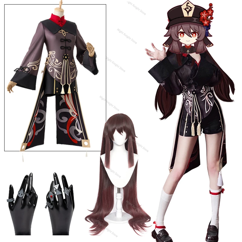 

Genshin Impact Hutao Cosplay Costume Full Uniform Wig Anime Game Hu Tao Cosplay Halloween Costumes for Women