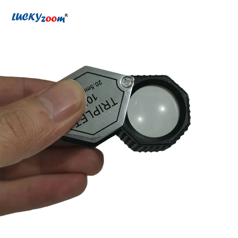 

Hexagonal 10X Magnifier Metal Mini Magnifying Glass Foldable Pocket Jewelery Loupe Folding Jeweler Lupa Monocle Portable Lupe