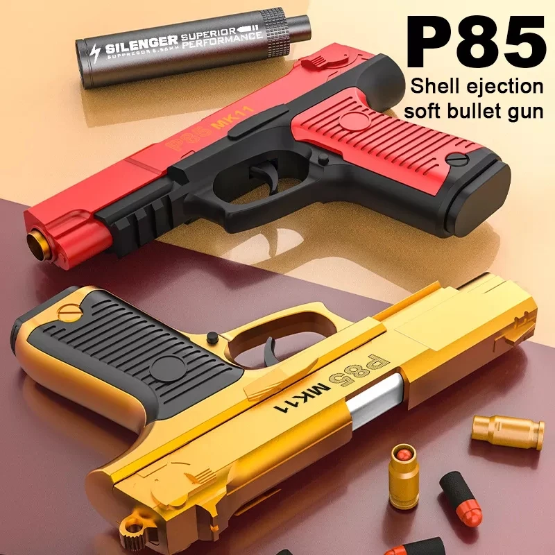 

P85 EVA Foam Bullets Throw Shell Toys Gun Airsoft Pistol For Boys Outdoor Sports CS Shooting Handgun Children Gift