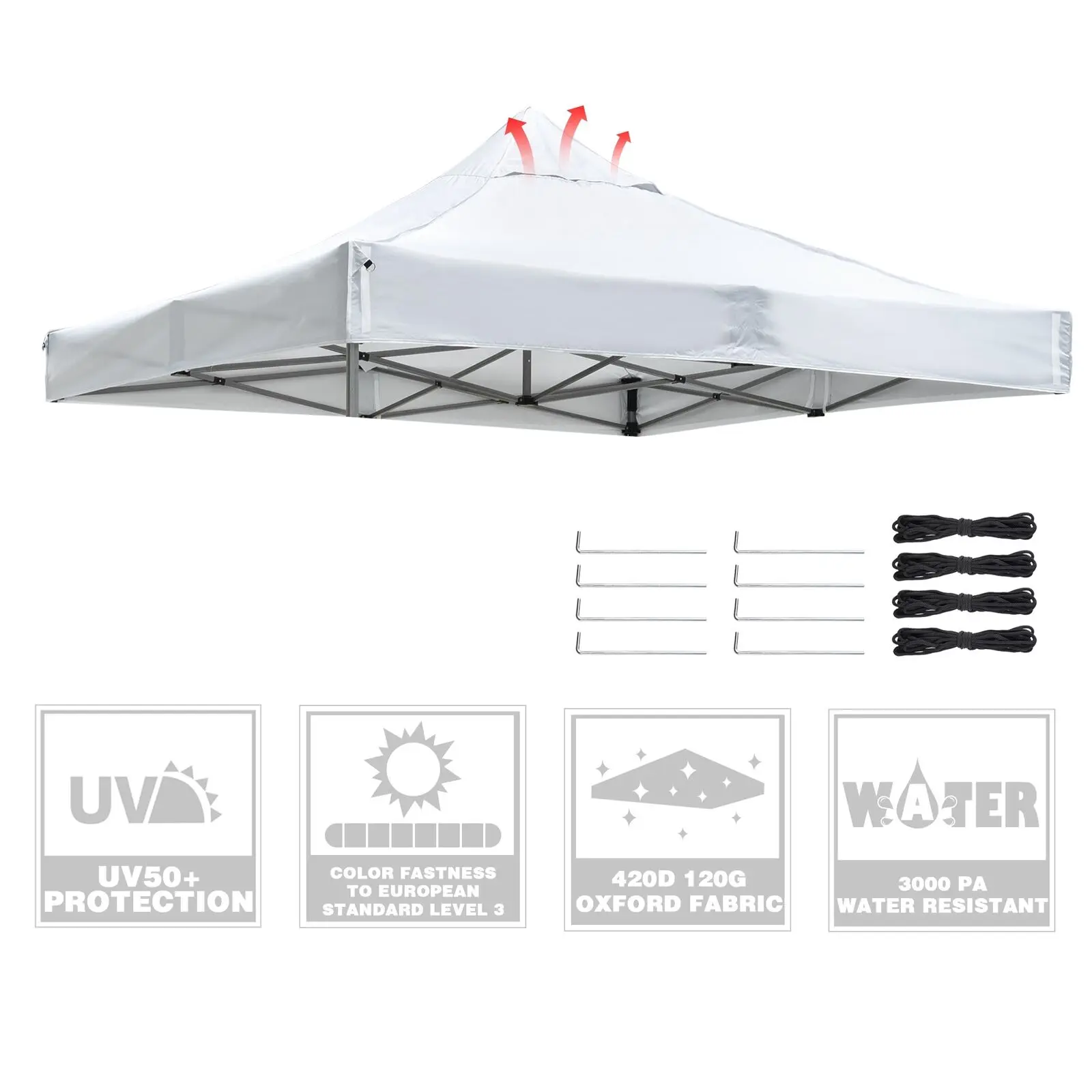 

9.6x9.6ft UV50+ Protection Canopy Gazebo Top Replacement White