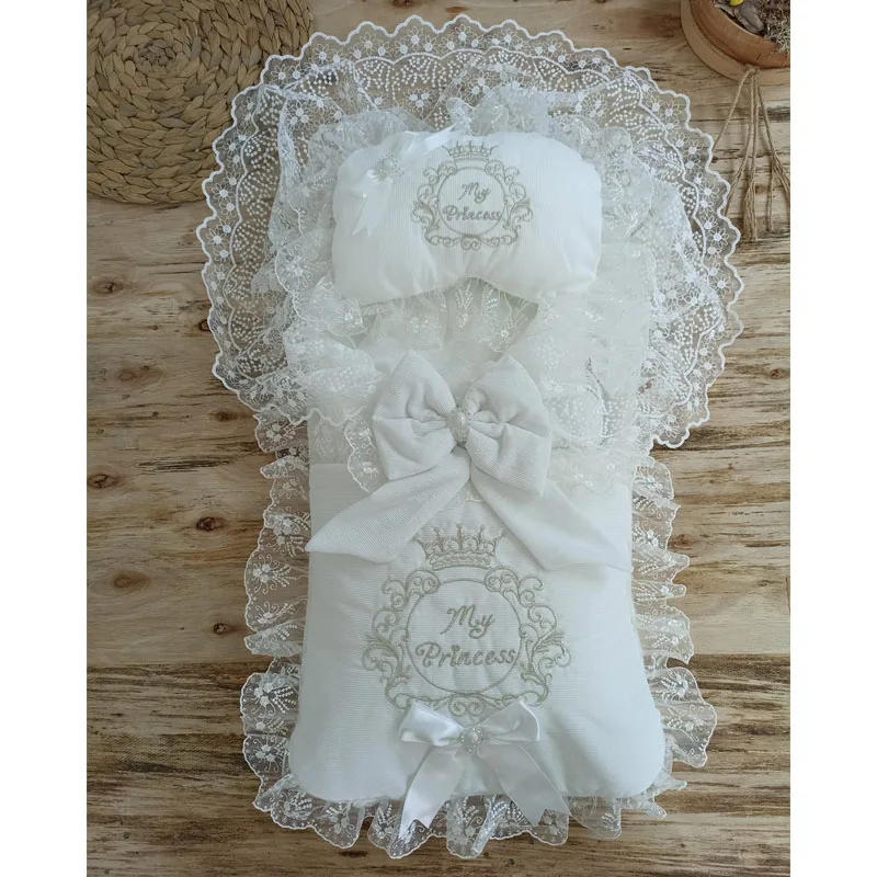 Cream My Princess Crowned Male Baby Swaddle Bottom Opening