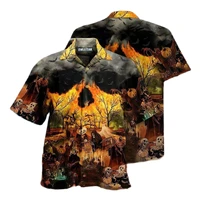 2022 hawaiian shirt mens skull 3d printed short sleeve casual vintage cuban collar shirt casual top 5xl summer