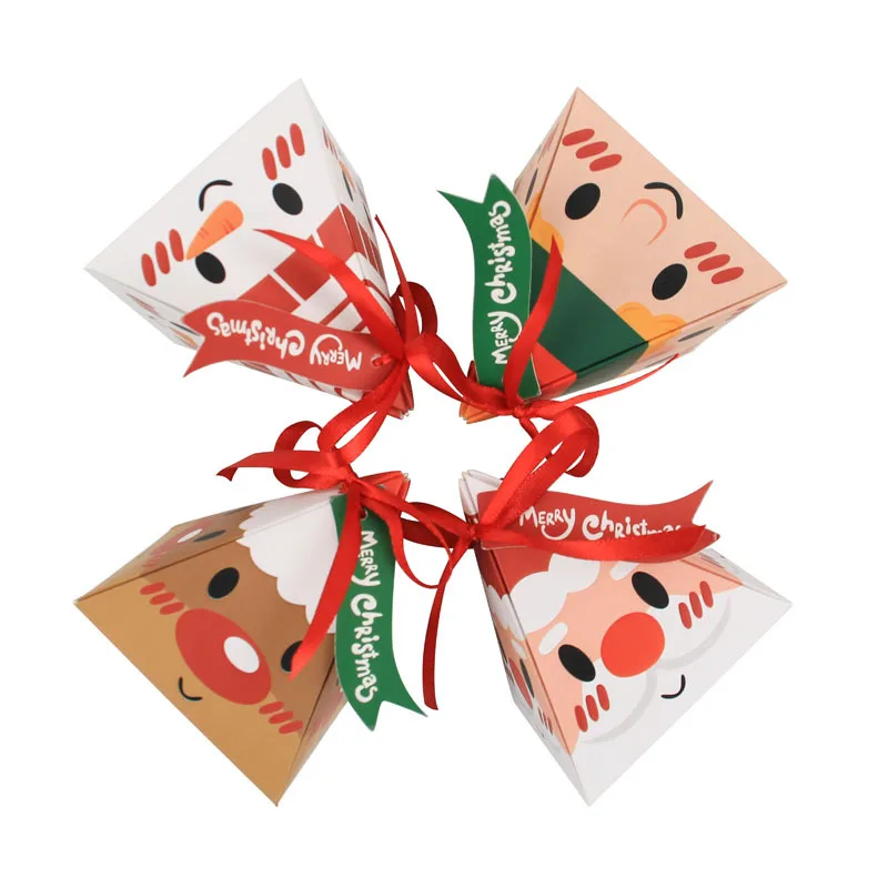 Es Snowman Santa Elk Triangle Packaging Boxes For Christmas Party Supplies