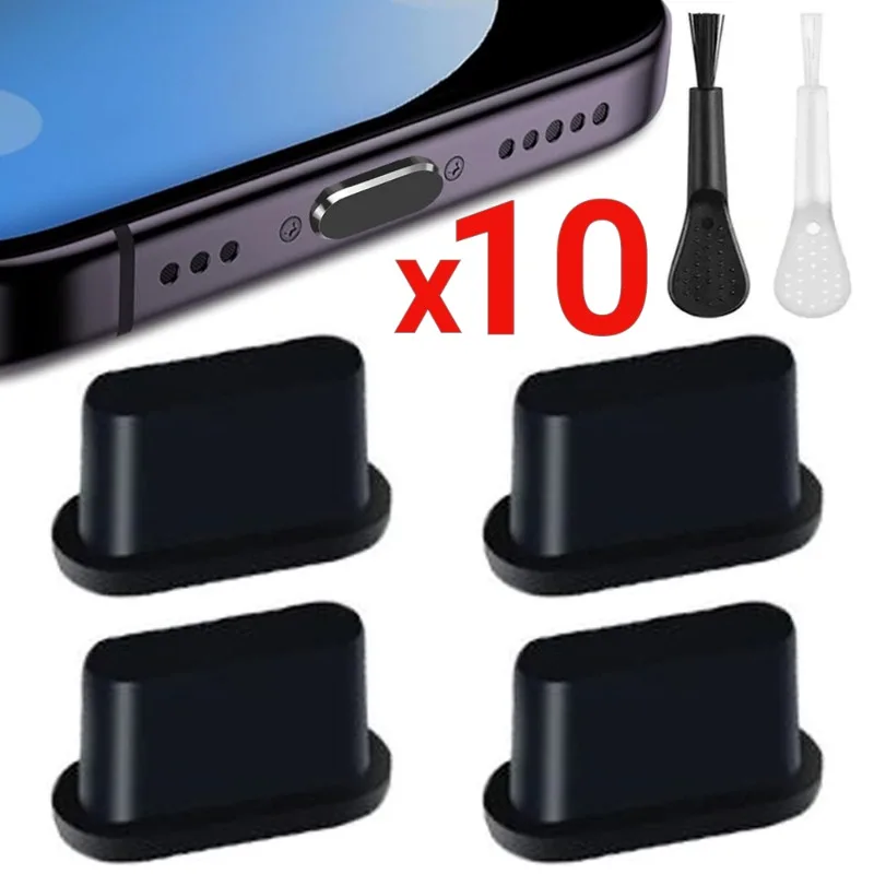 Пылезащитная заглушка для зарядного порта с чистящей щеткой iPhone 15 14 13 12 Pro Max Plus