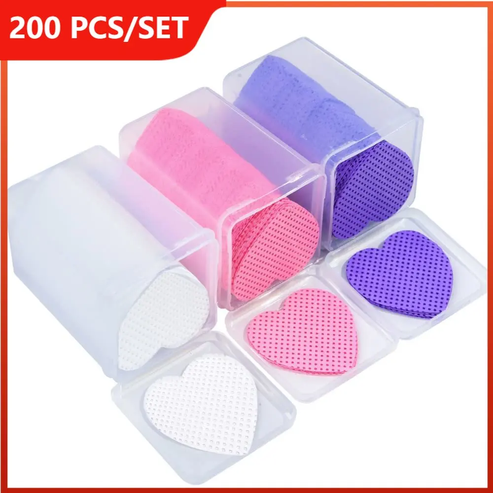 

200 Pcs Lint Free Wipes for Nails, Gel Nail Polish Remover, Nail Polish Remover Pads for DIY Nail(Pink,Purple,White)
