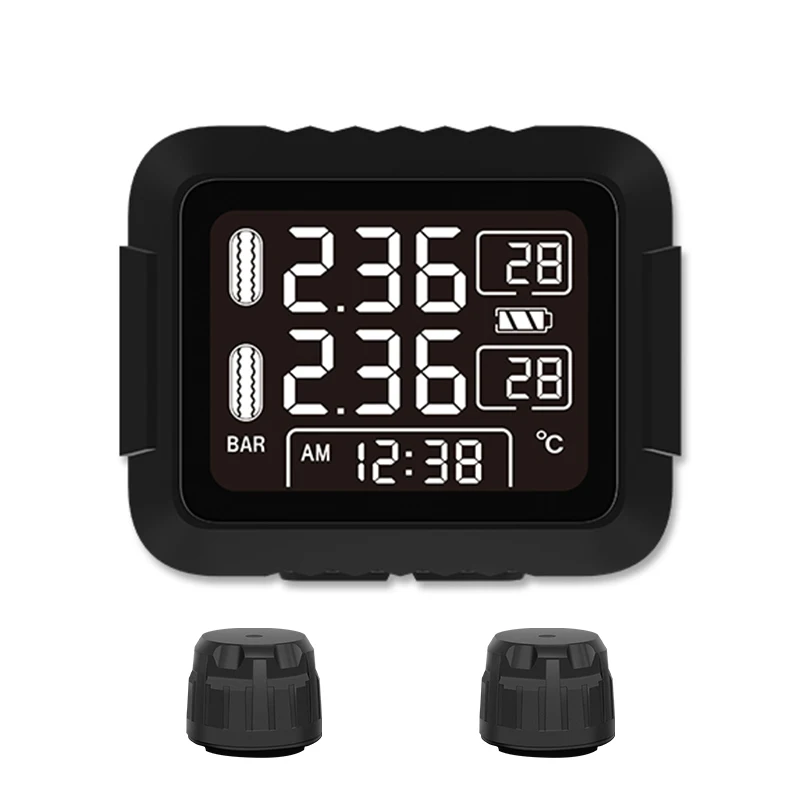 

CAREUD Беспроводная система контроля давления в шинах для мотоцикла TPMS Беспроводная передача ЖК-дисплей с внутренними/внешними датчиками