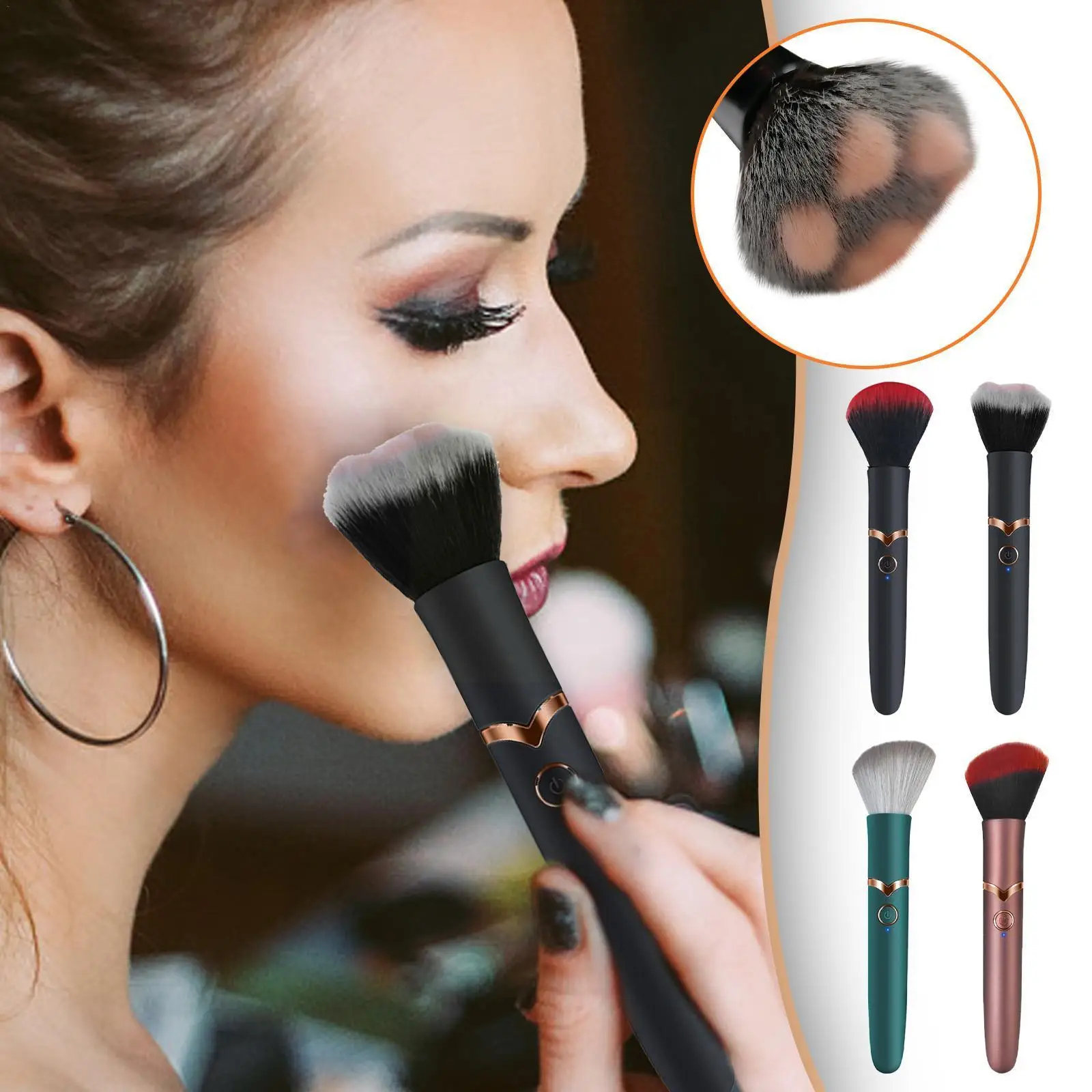

5 Colors 1pc Portable Beauty Brush Usb Charge Electric Tools Makeup Black Cosmetics Foundation Blending Brush Concealer Too B7j2