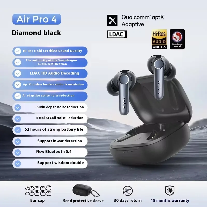 Earfun Air Pro4 геймерские наушники портативные Hi-Fi шумоподавляющие беспроводные Bluetooth