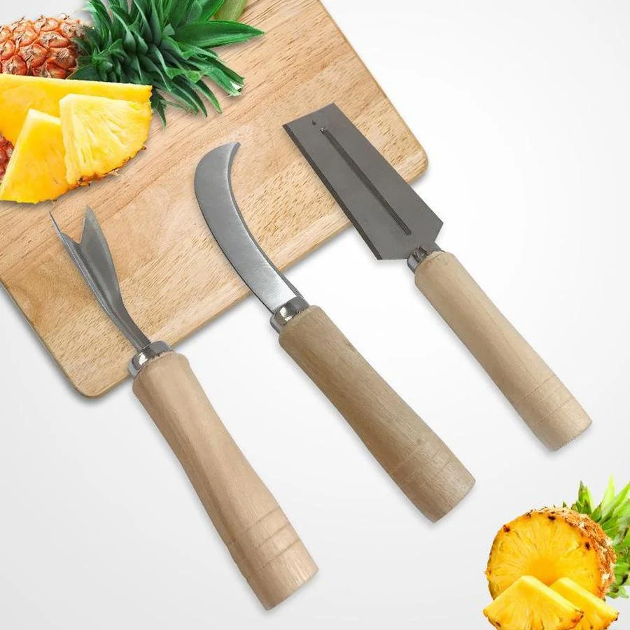 

Pineapple Knife With Wooden Handle Sugarcane Peeler Commercial Fruit Peeler Stainless Steel Peeler Seed Peeler
