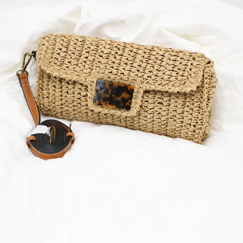 

2022 New Summer Rattan Bag Pillow Clutch Straw Bag Beach Messenger Bags Shoulder Women's Crochet Bag Holiday Crossbody Bags
