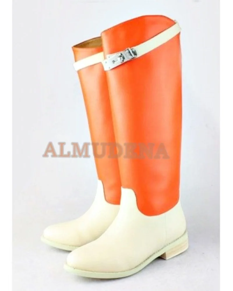 

Женские кожаные сапоги на плоской подошве, с круглым носком