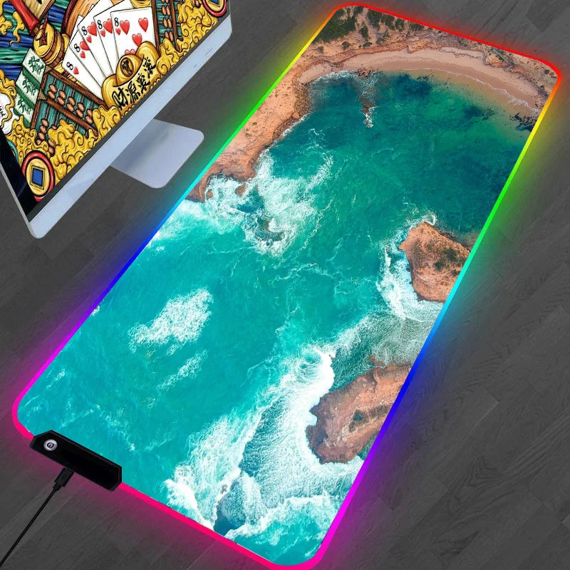 

RGB Gaming Mouse Pad XXXL Large Extended Soft Non-Slip Rubber Base Big LED eyboard Mouse Mat for Laptop Computer Men PC Gamers