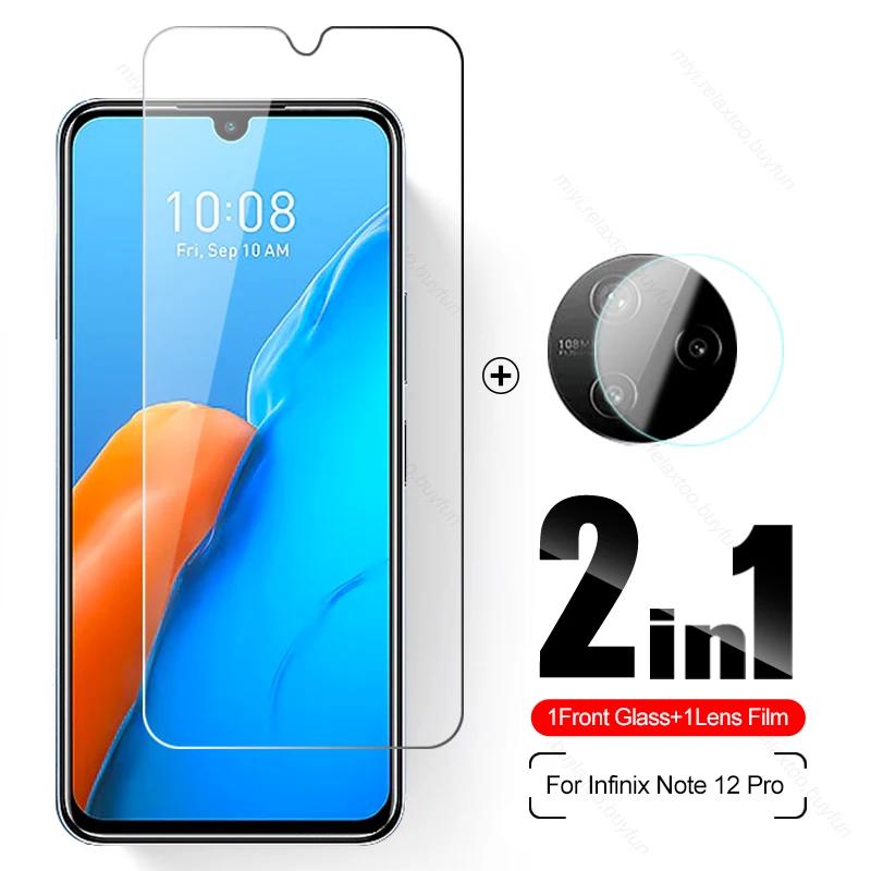 

Закаленное стекло 2 в 1 с полным покрытием для Infinix Note12 Pro, стекло для телефона, объектив камеры, защита экрана, пленка для объектива Note 12 Pro ...