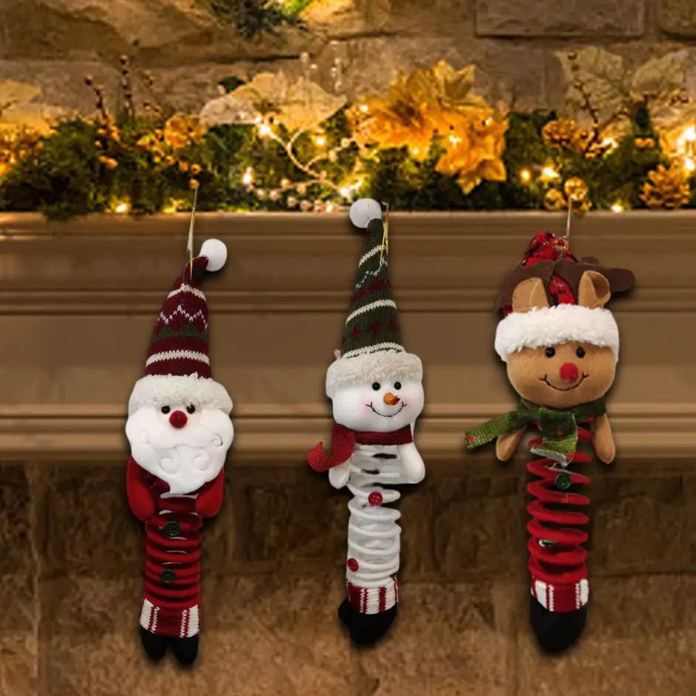 

Christmas Doll Swing Spring Foot Lightweight Christmas Tree Plush Doll Ornament Christmas Decoration Xmas Tree Pendant