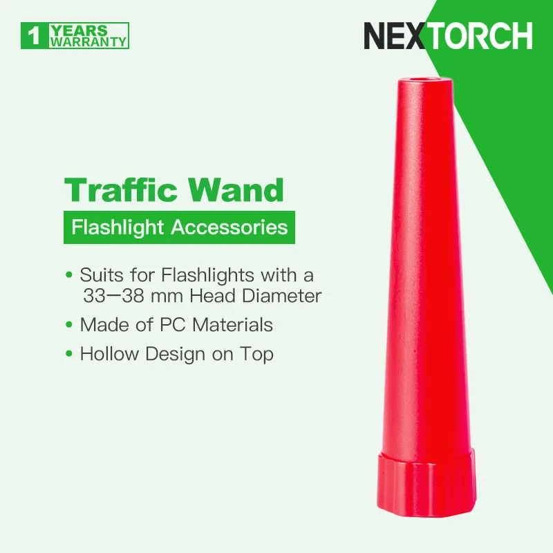 

Nextorch Traffic Wand for Flashlight, Hollow Design on Top, Suits for Torch with 33–38mm Head Diameter, PC Materials