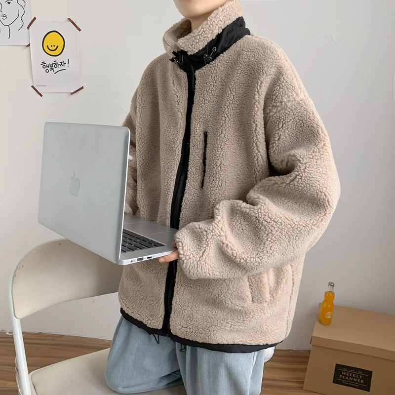 Парки мужские осенние с воротником-стойкой толстые теплые студенческие