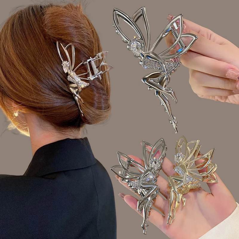 Elf Hair Claw For Girl Hair Crab Shark Clip Metal Ponytail Hair Clip Headwear Jewelry