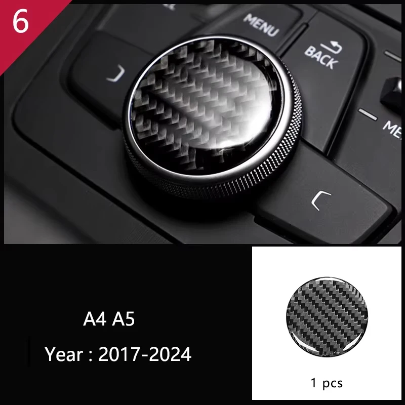 

Для Audi A4 A5 B9 2017-2024 аксессуары для салона автомобиля из углеродного волокна, центральная консоль, панель переключения передач, декоративные мультимедийные наклейки на ручку