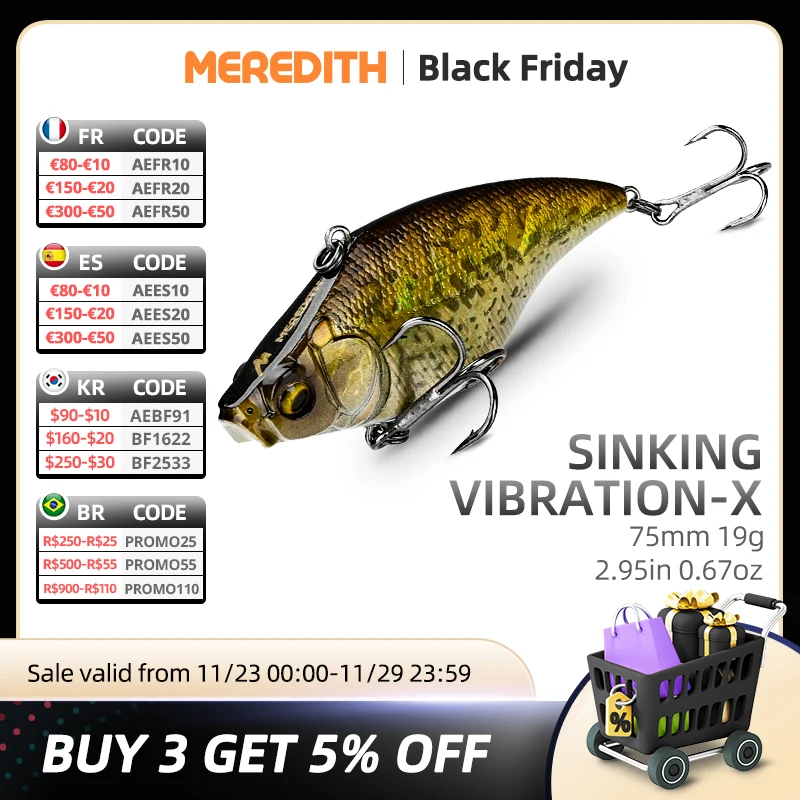 

MEREDITH VIBRATION-X VIB 75mm 19g Wobblers Fishing Tackle Fishing Lures Vibration Bait for Full Depth Artificial Accessories