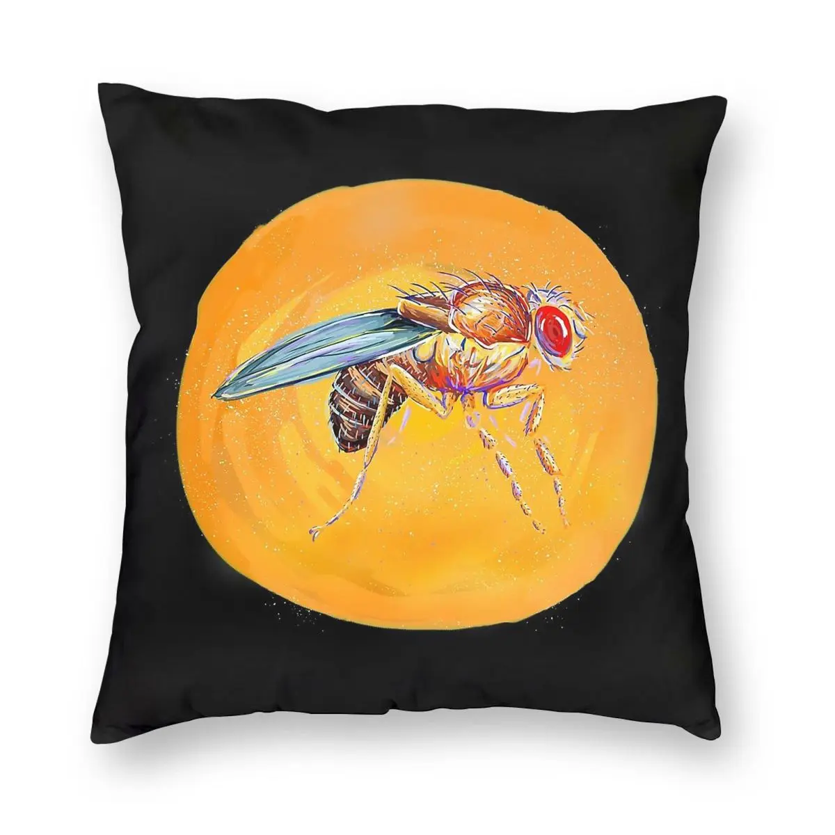 Фото Декоративная наволочка для подушки с рисунком фруктовой мухи (Drosophila Melanogaster), полиэстер, лен, бархат, для дома №5