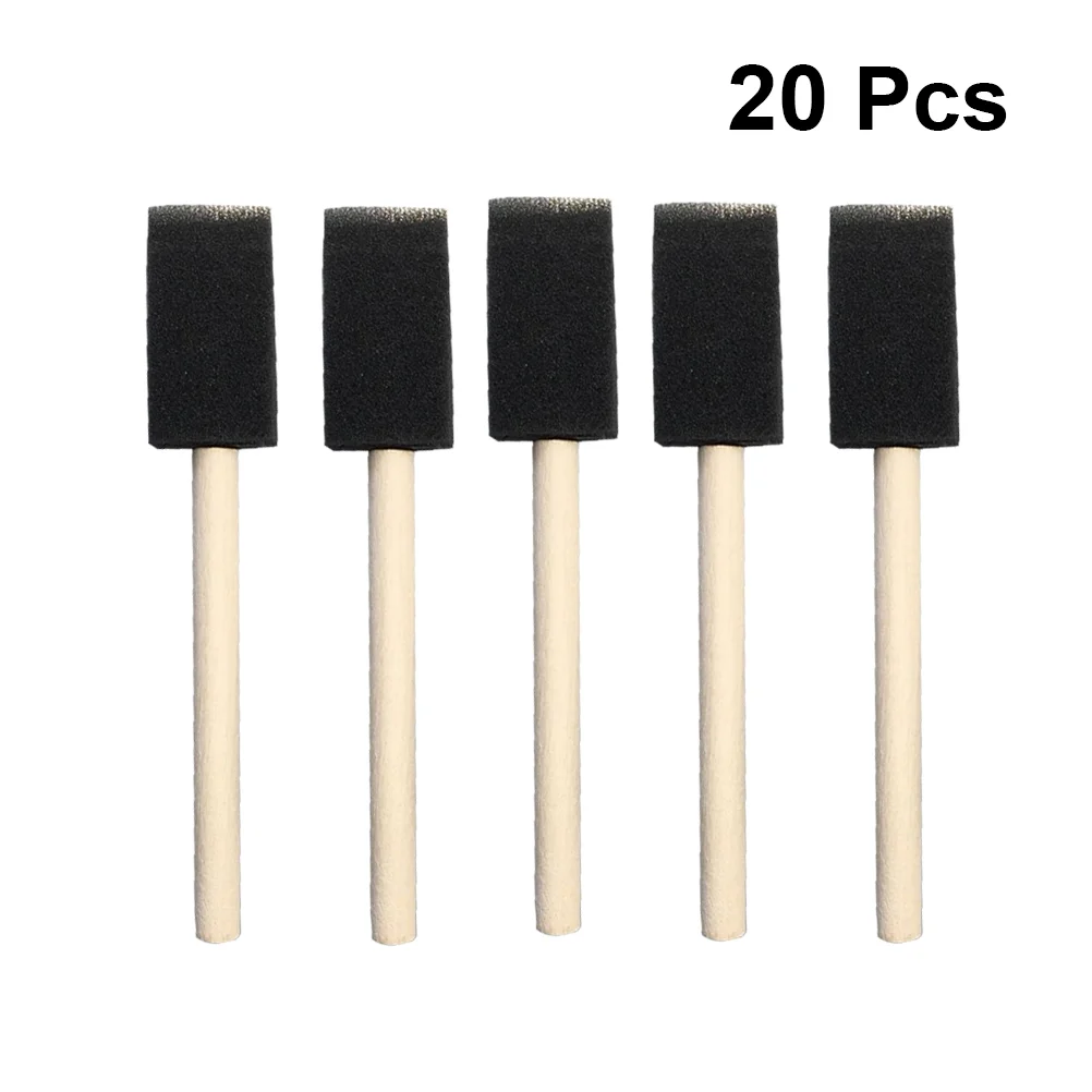 

24pcs 1 Inch Sponge Wood Handle Paint Brush Set 10 Pack Lightweight Durable and Used for Acrylics Stains Varnishes Crafts Art