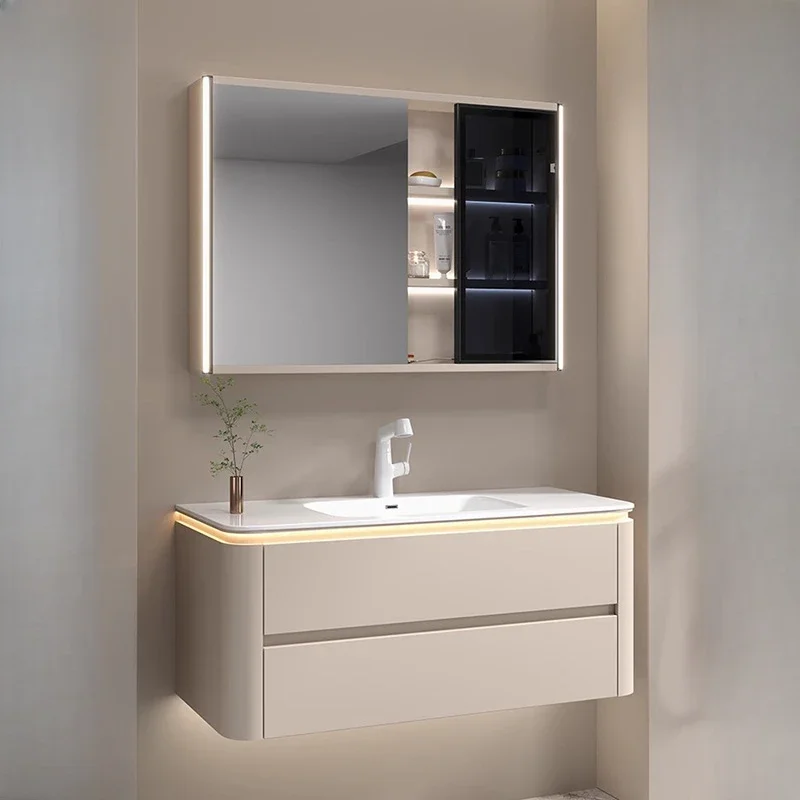 Полка для хранения шкафа ванной комнаты современные ящики шкаф раковина