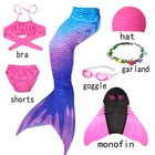 Аниме Девушки хвост русалки прикрепленные моноплавники пляжная одежда костюмы Бикини для плавания Косплей маленький Хэллоуин для вечерние купальники