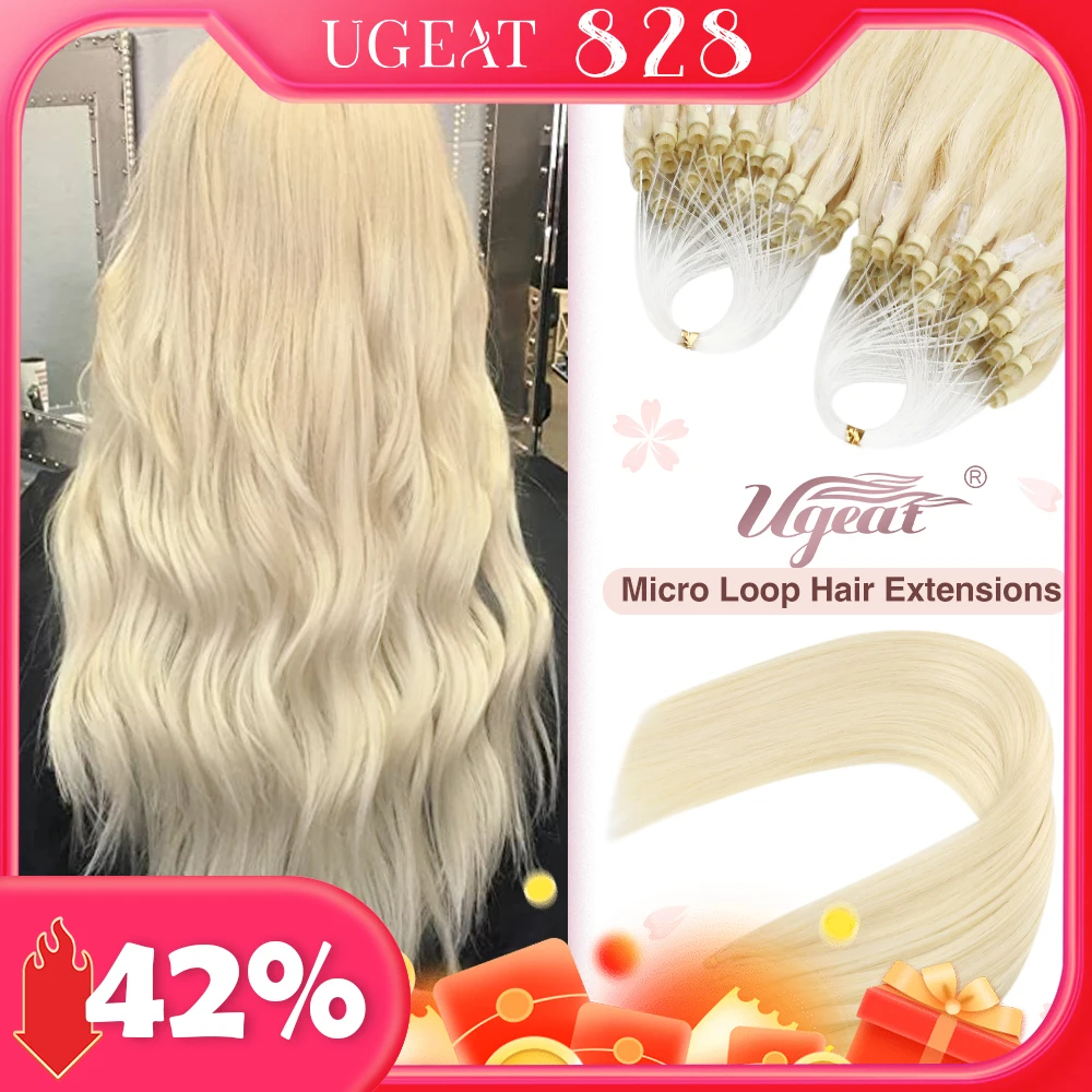 Ugeat Micro Loop Human Hair Extensions Balayage Blonde 50Gram/Set 1G/S Natural Hair Micro link Hair Extensions Fusion Pre Bonded