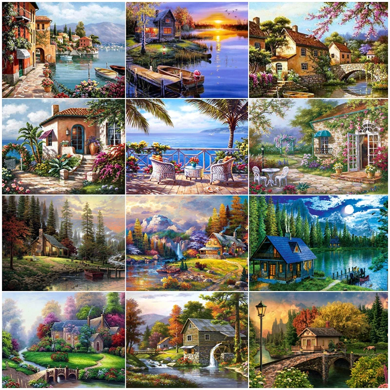 

DIY 5D Diamond Painting Landscape Cross Stitch Diamond Embroidery Mosaic Rhinestone Drawing Kit Home Decoration Handwork Gift