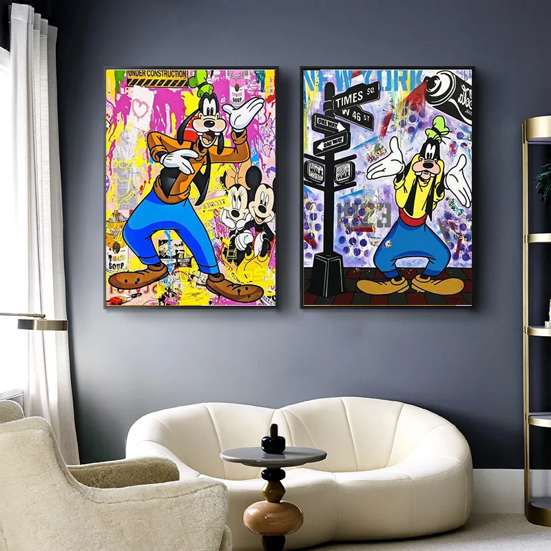 

Disney Cartoon Anime Graffiti Banks Mickey Mouse Wall Art Canvas Painting Posters and Prints for living Room Decoration Painting
