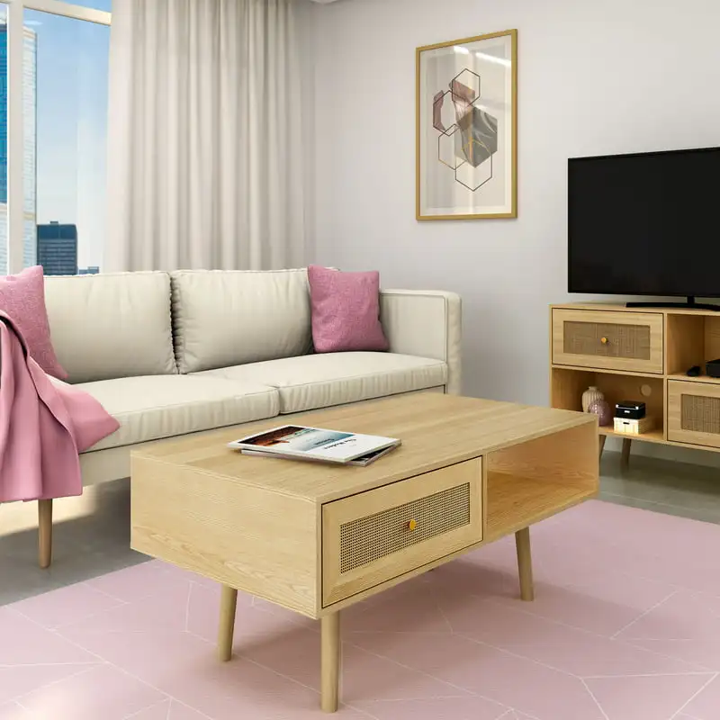 

Loft & Luv Coda Rattan Coffee Table with Storage, Natural Living Room Furniture