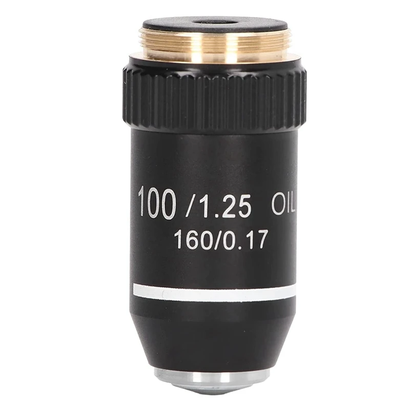 

Biological Microscope Lens 195 Achromatic Black Objective Lens 100X Oil High Power Objective Interface 20.2Mm Thread