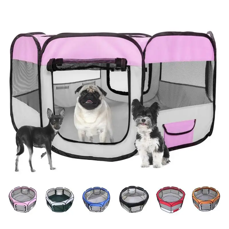 

Pet Crates Portable Dog Tent Foldable Breathable Pet Dog Playpen Tent Crate Room Octagon Fence Puppy Kennel Cat House HWC