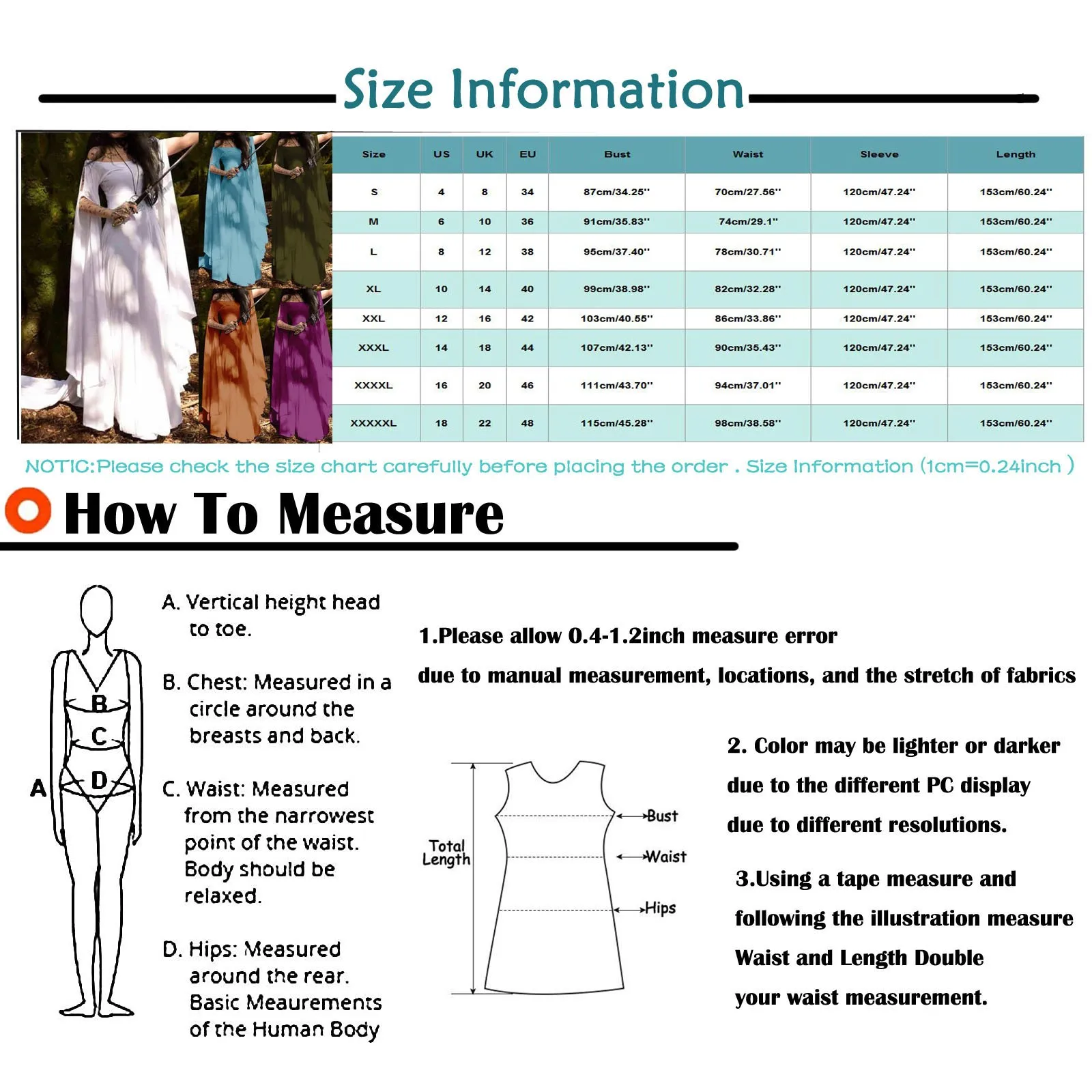 Women Gothic Halloween Costume Long Sleeve Medieval Renaissance Retro Cosplay Vintage Party Club Victorian Long Maxi Dress#g3 images - 6