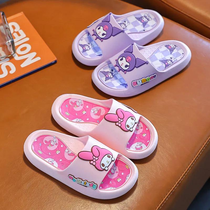 

Sanrio Kuromi Cinnamoroll My Melody Hello Kitty Slippers Girls Indoor Bathroom Bath Non-Skid Soft-Soled Couples Home Sandals