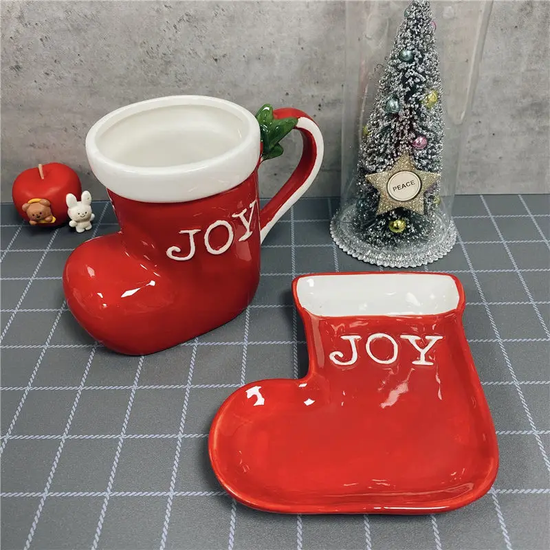 Рождественская керамическая кружка ручной работы чашка для воды с Санта Клаусом