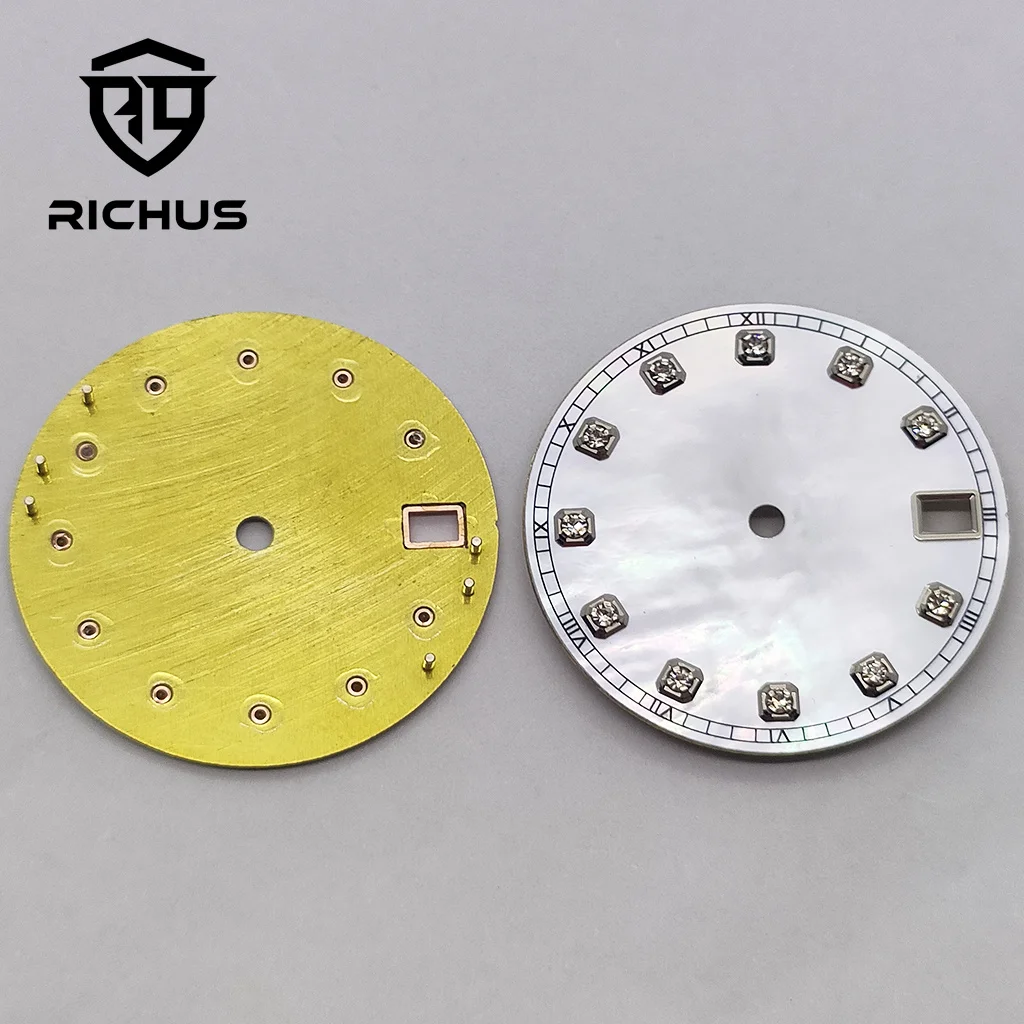 Фото RICHUS NH35 Циферблат 28,5 мм Циферблат часов Diamond Mark Fit NH34 NH35 NH36 Механизм Аксессуары для часов №3