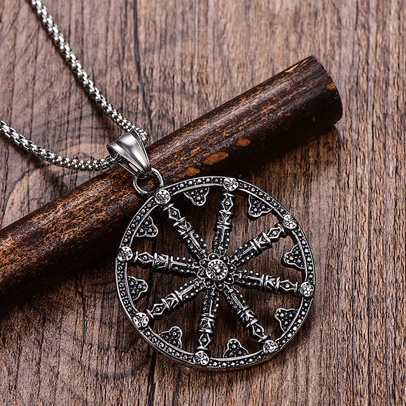 

New Hip Hop Fashion Viking Stainless Steel Compass Necklace Pendant for Women Men Punk Party Jewelry Gift