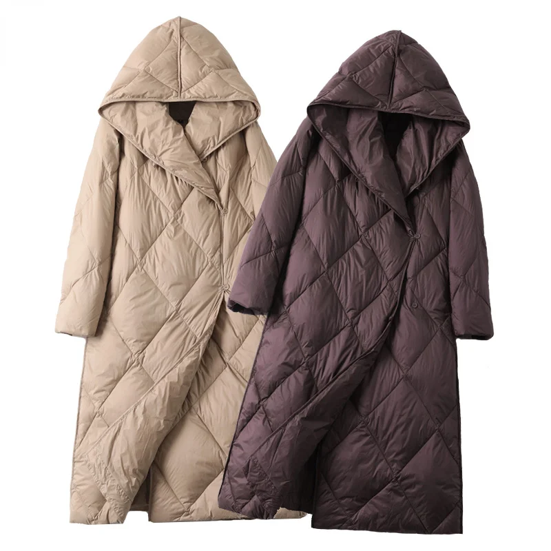 

Down Jacket Women Long Hooded Winter 2023 New Loose Warm Thick Puffer Jacket Oversized Coat Female Overcoat Portable Outwear