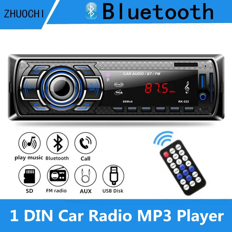 

Автомобильный радиоприемник 1din, цифровой Bluetooth MP3-плеер 60Wx4, FM-радио, стерео музыка, USB/SD с входом AUX