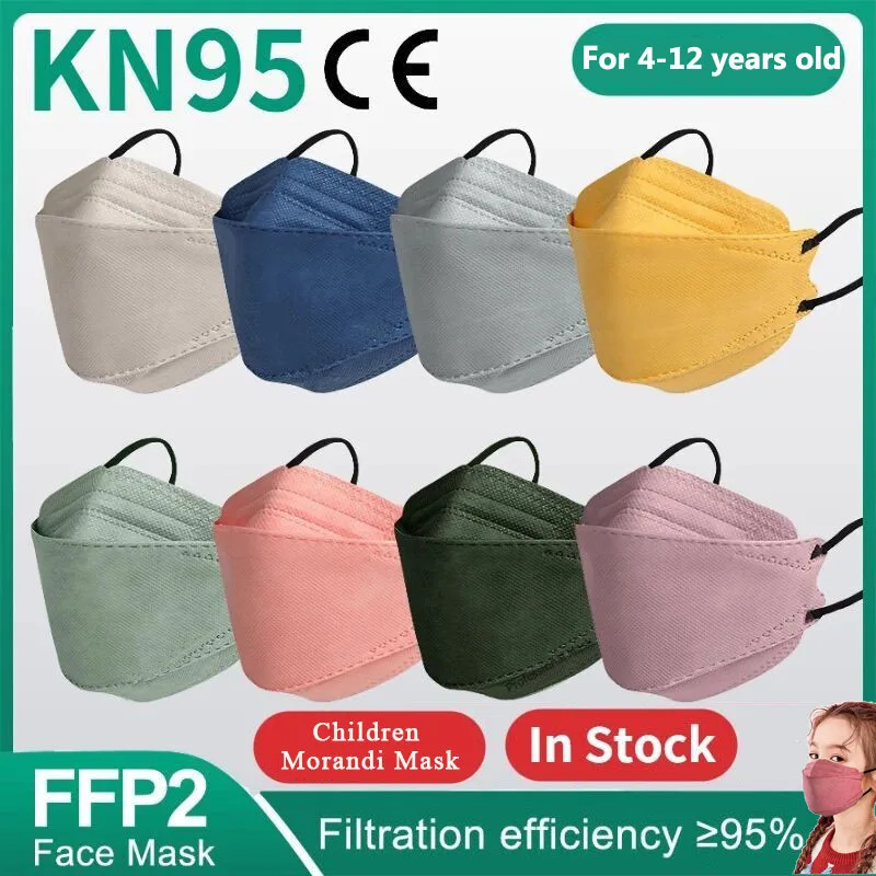 

FFP2 Morandi детская маска японский стильный респиратор 4-слойная 95% многоразовая одобренная KN95 маска для лица противопылевая маска