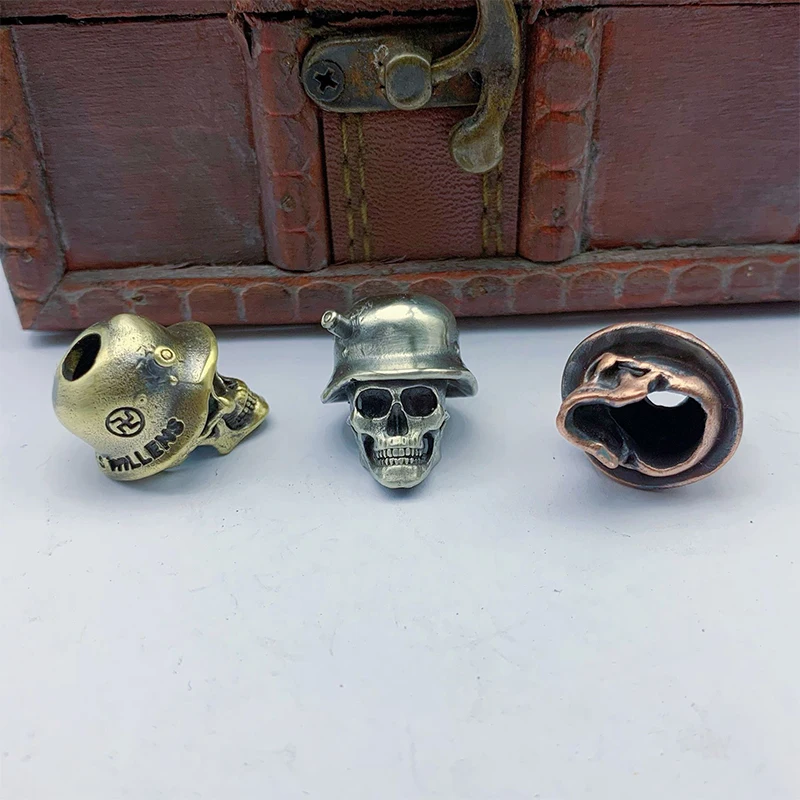 

Brass EDC Knife Pendant German Soldier Skull Pendant Death Skull Umbrella Rope Pendant Swastika Key DIY Pendant Hair Beads