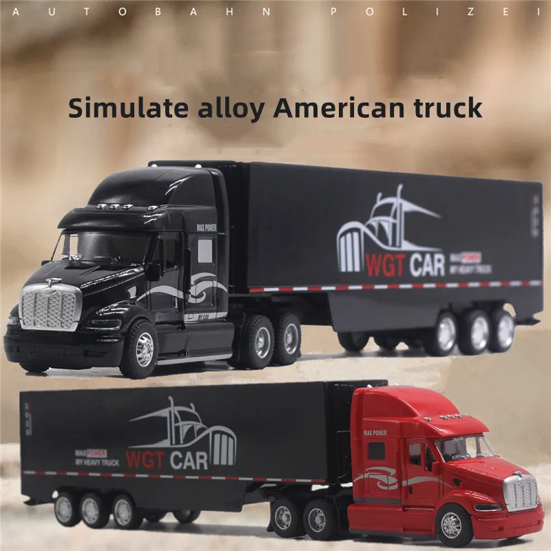 

1:48 Diecast Alloy Truck Head Model Toy Container Truck Pull Back With Light Engineering Transport Vehicle Boy Toys For Collect