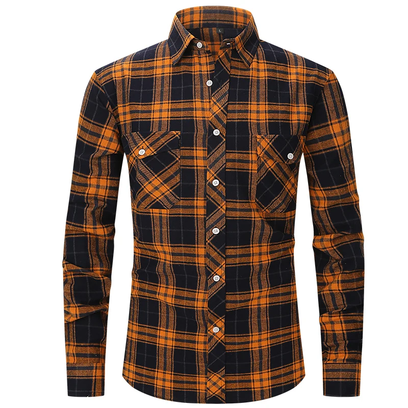 Autumn 2022 New Long Sleeve Plaid Men's Shirts For Men Casual Business Shirt Oversized Slim Fashion Retro Gentleman Clothing